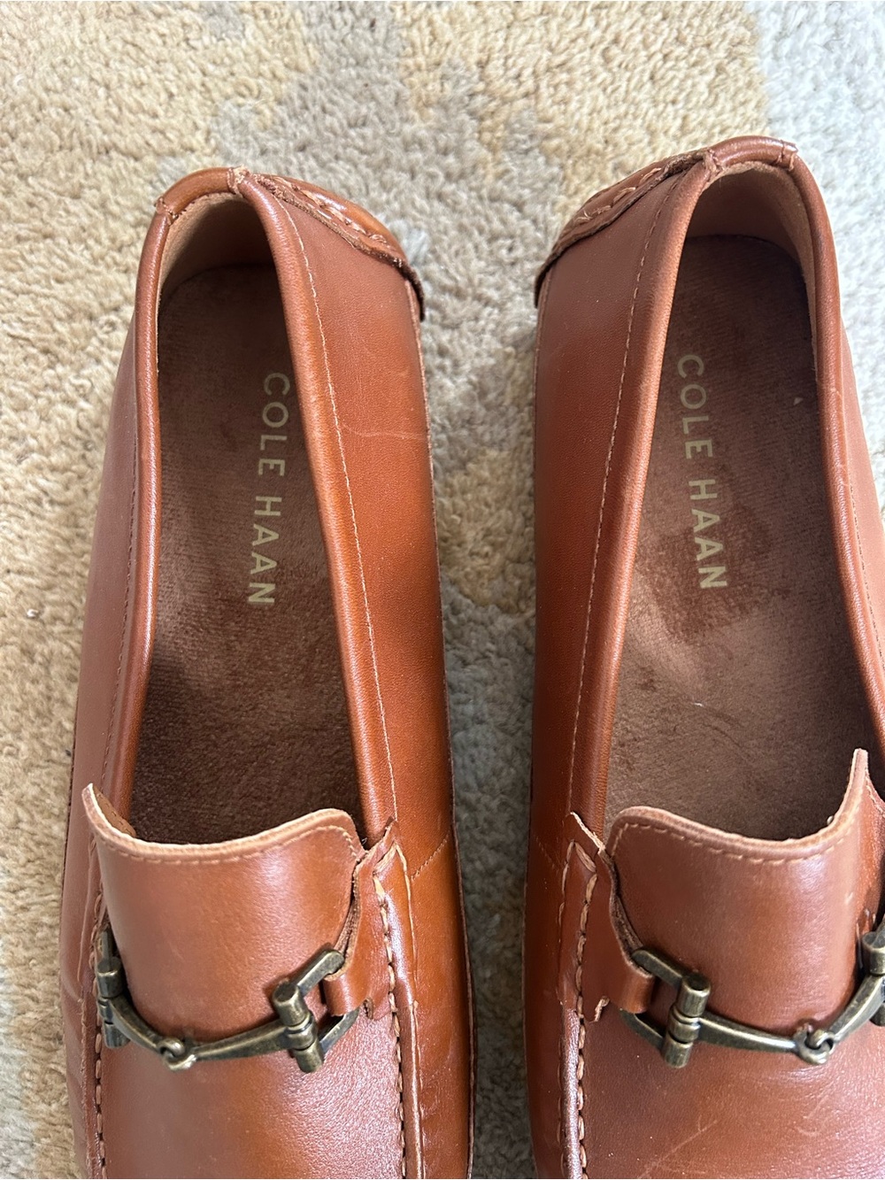 Cole Haan Men's Wyatt Leather Bit Buckle Driver Loafers Cognac Sz 9 - Picture 6 of 10